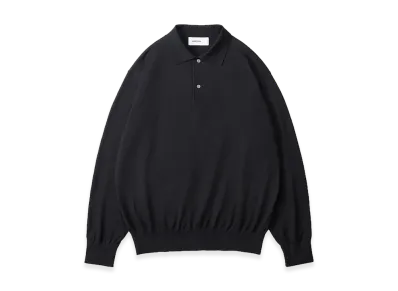 everyone Cotton Silk High Gauge Knit Polo Long Sleeve "Black"