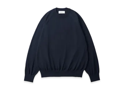 everyone Cotton Silk High Gauge Knit Crew Sweater "Navy"