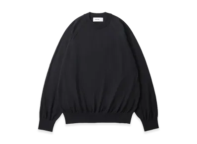 everyone Cotton Silk High Gauge Knit Crew Sweater "Black"