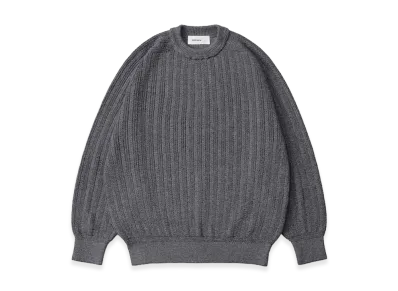 everyone Cotton Ramie Cable Knit Crew Sweater "Charcoal"