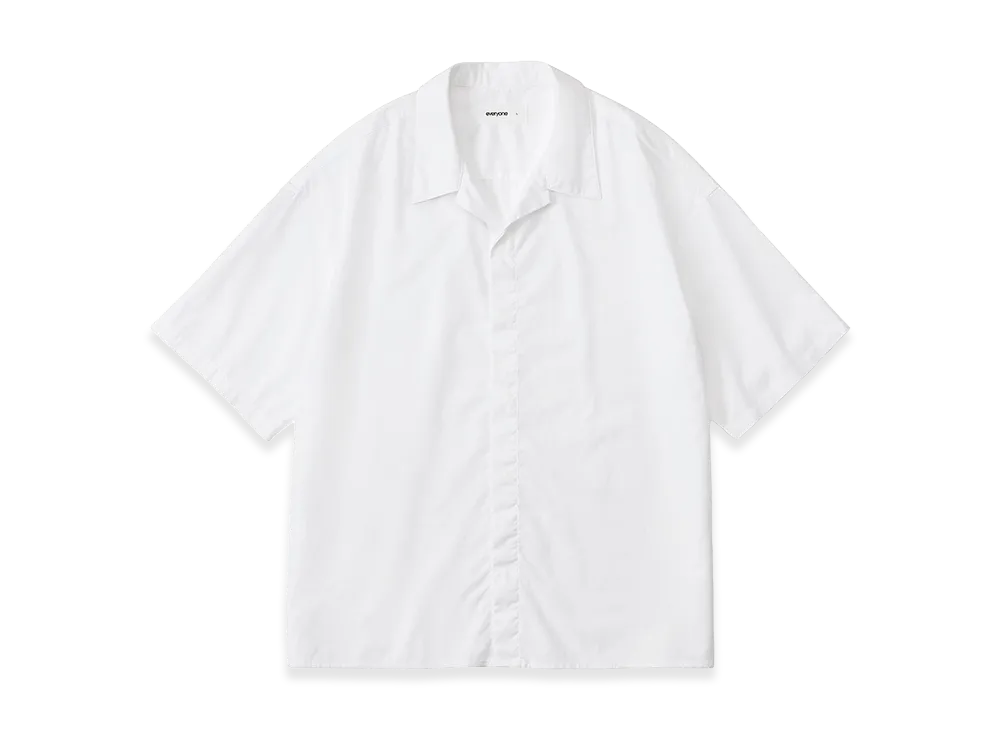 everyone Fly Front Open Collar Short Sleeve Shirt "White"