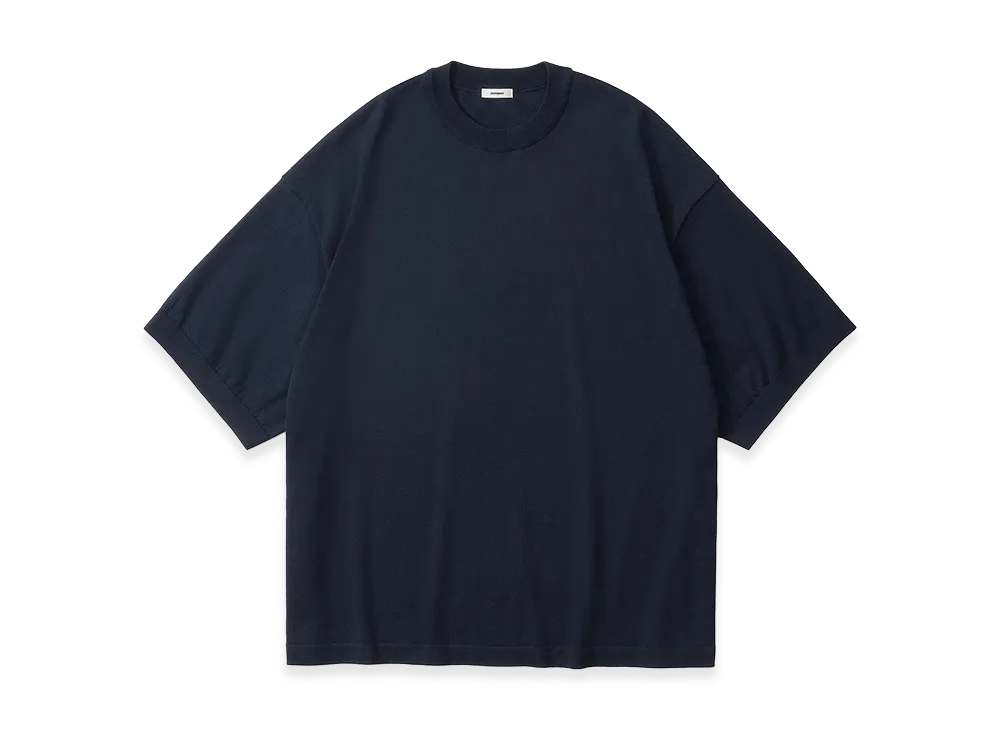 everyone Cotton Silk High Gauge Knit Short Sleeve Tee Shirt "Navy"