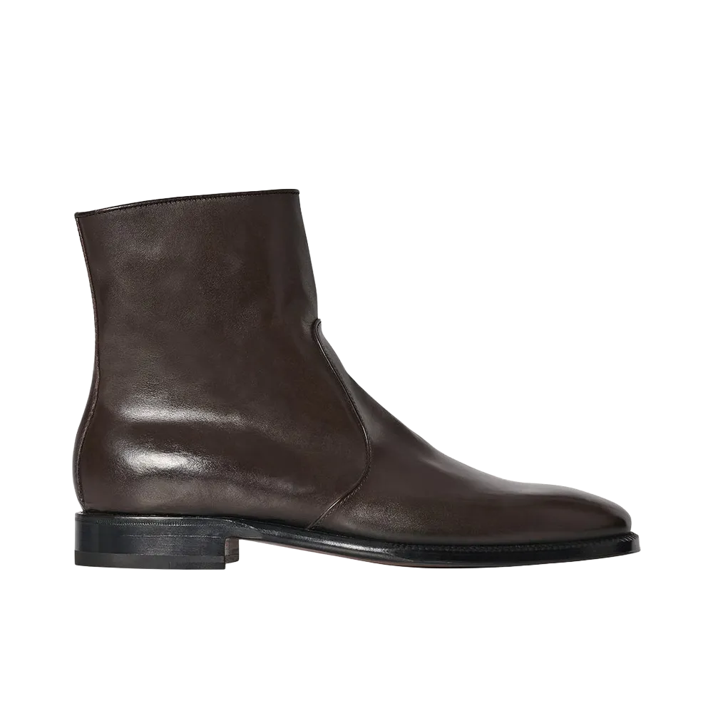 The Row Oscar Boots "Lacquered Brown"