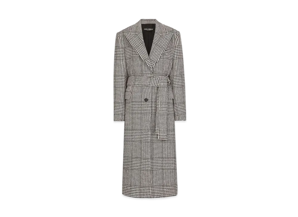 DOLCE&GABBANA Single-Breasted Houndstooth Check Coat With Belt "Multicolor"