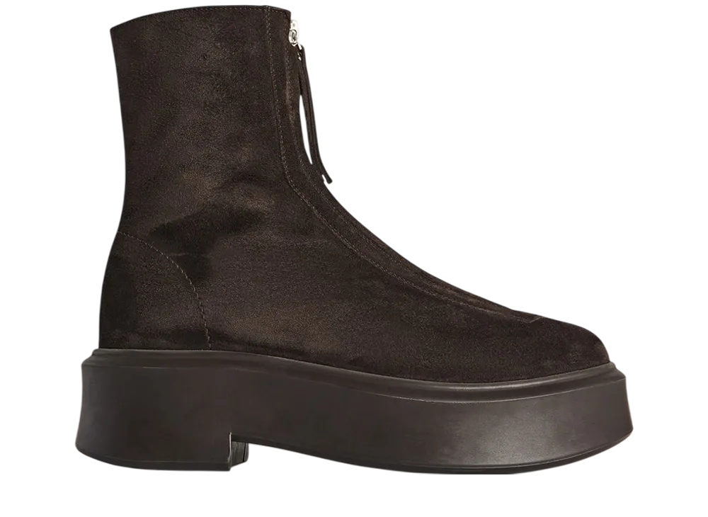 The Row Women's Zipped Boot 1 in Suede "Dark Brown"