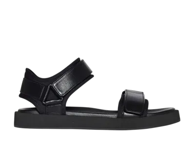 The Row Women's Hook-and-Loop Sandal in Leather "Black"