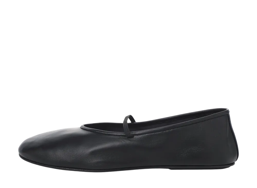 The Row Women's Elastic Ballet Slipper in Leather "Black"