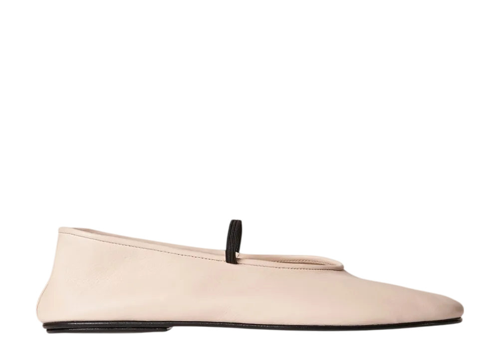 The Row Women's Elastic Ballet Slipper in Leather "Milk"