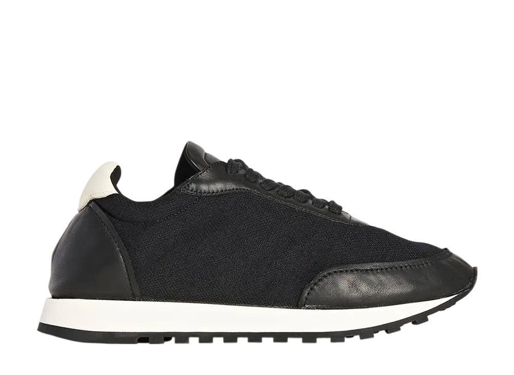The Row Women's Owen Runner in Leather and Nylon "Black/White/Black"