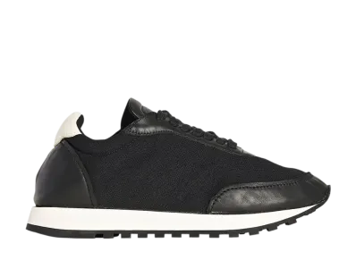 The Row Women's Owen Runner in Leather and Nylon "Black/White/Black"