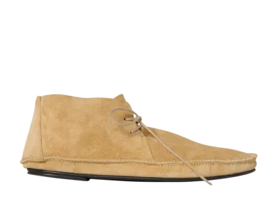 The Row Women's Tyler Lace Up Shoe in Suede "Yellow Linen"