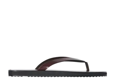 The Row Women's City Flip Flop in Leather "Bordeaux"