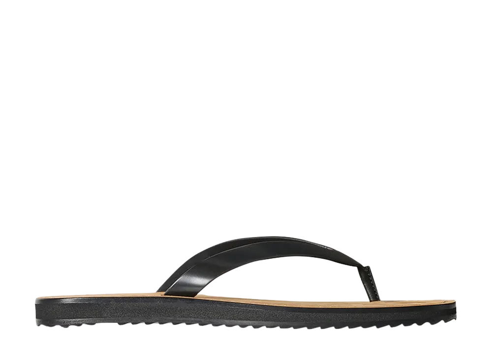 The Row Women's City Flip Flops in Leather "Black/Natural"