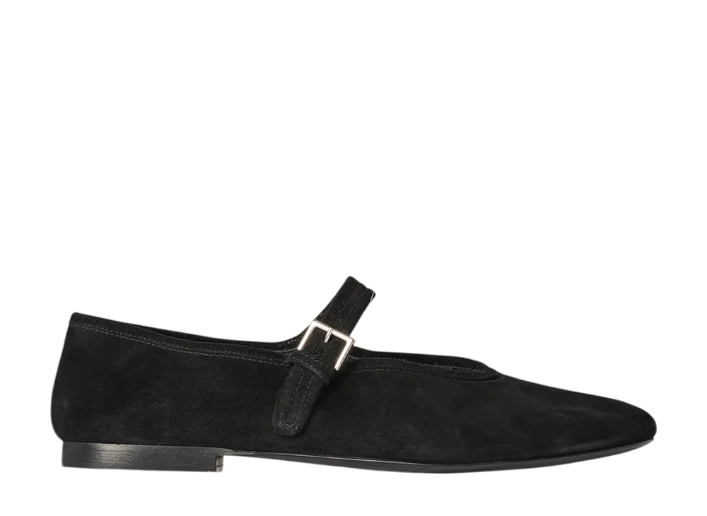 The Row Women's Boheme MJ Shoe in Suede "Black"