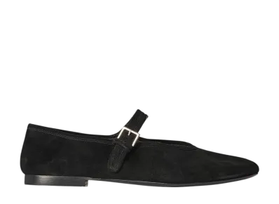 The Row Women's Boheme MJ Shoe in Suede "Black"