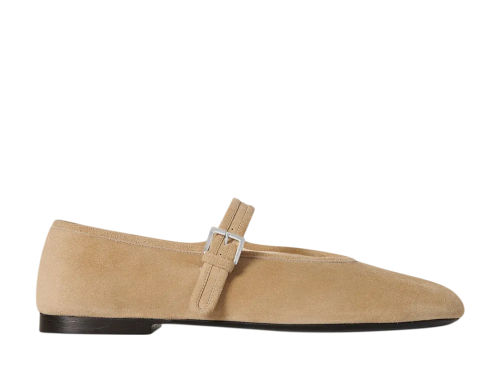 The Row Women's Boheme MJ Shoe in Suede "Tan"