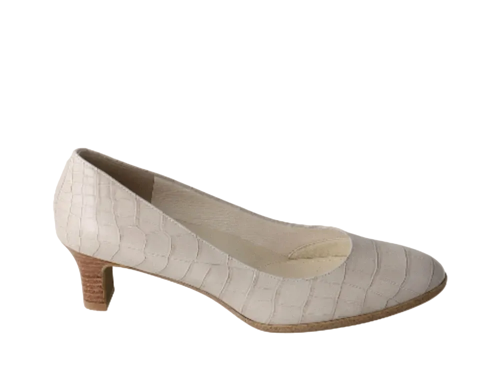 REGAL Women's Plain Pumps Calf Leather Embossed "Ivory" F14J