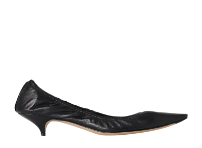 The Row Women's Liisa Kitten Heel in Leather "Black"