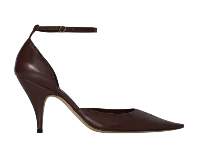 The Row Women's Liisa D'Orsay Pump in Leather "Bordeaubergine"