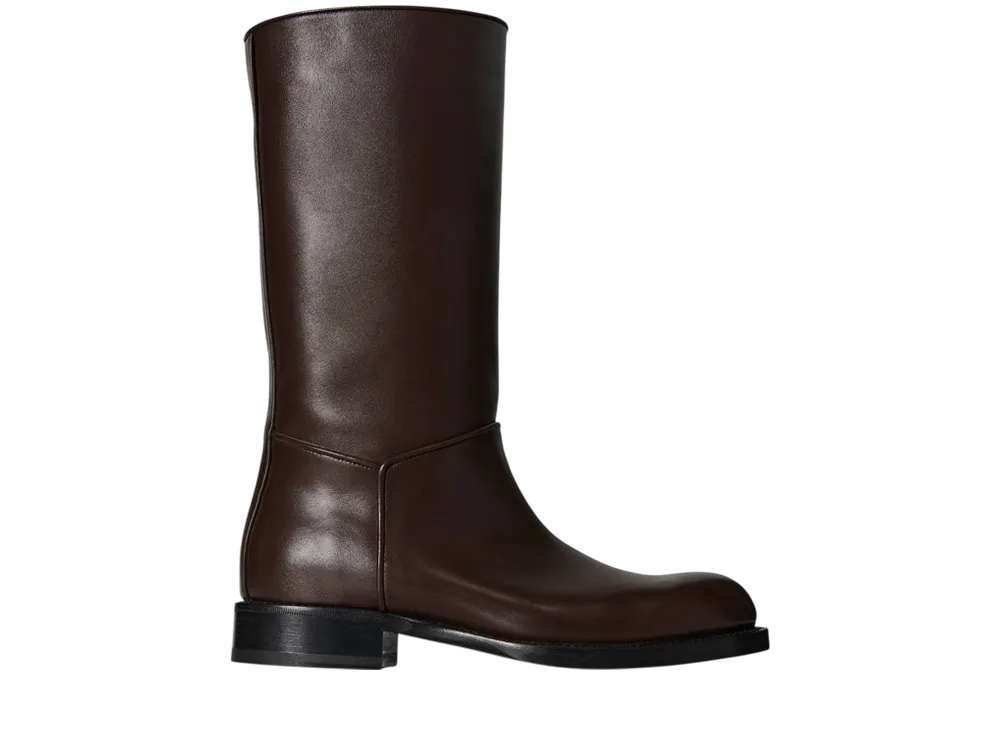 The Row Women's Nobilis Riding Boot in Leather "Dark Brown"
