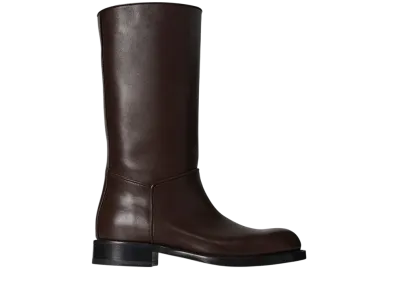 The Row Women's Nobilis Riding Boot in Leather "Dark Brown"