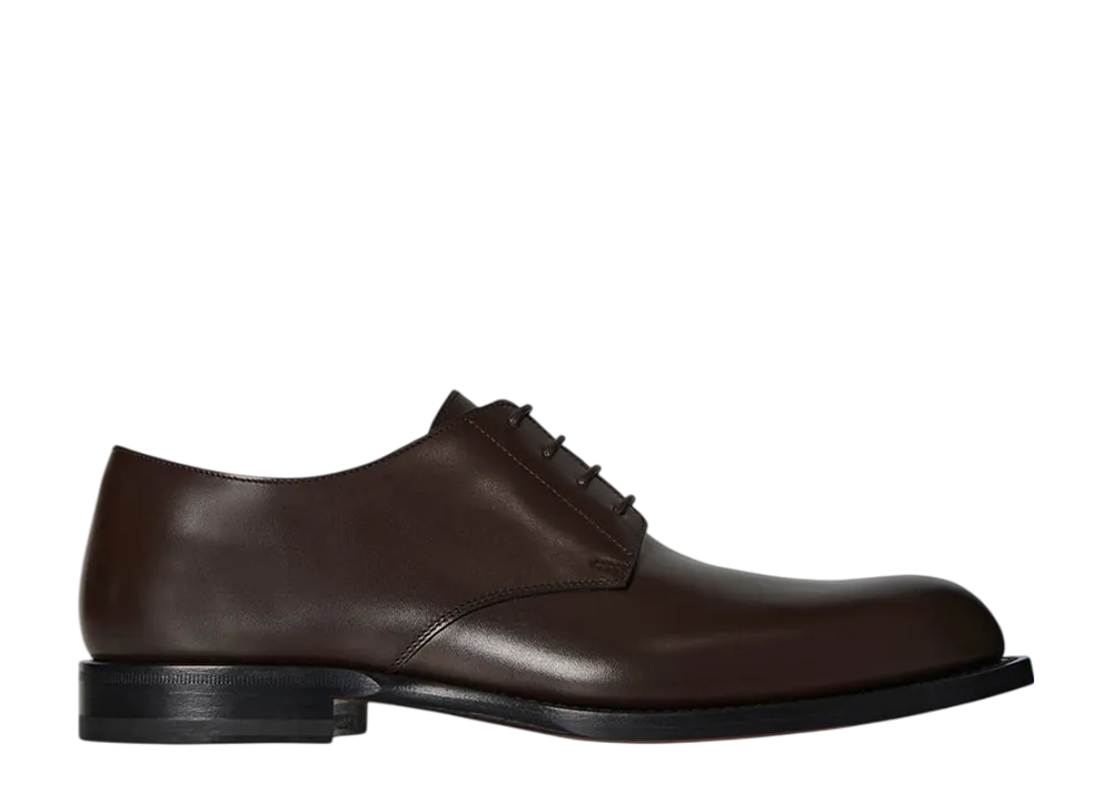 The Row Women's Novus Derby Shoe in Leather "Dark Brown"