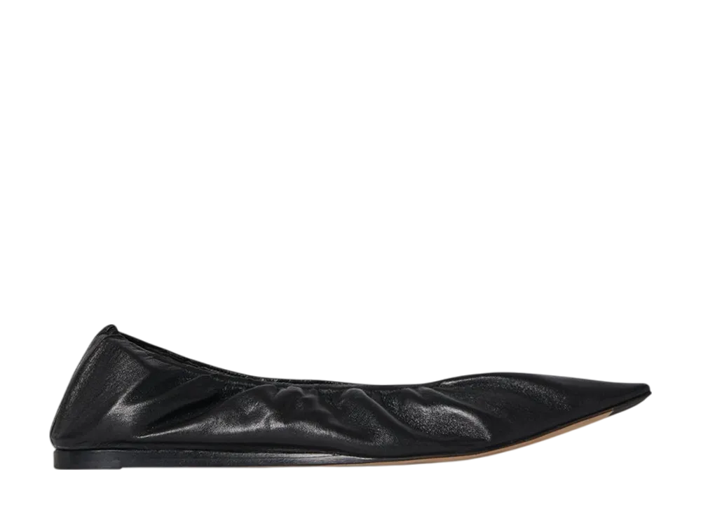 The Row Women's Liisa Flat Shoe in Leather "Black"