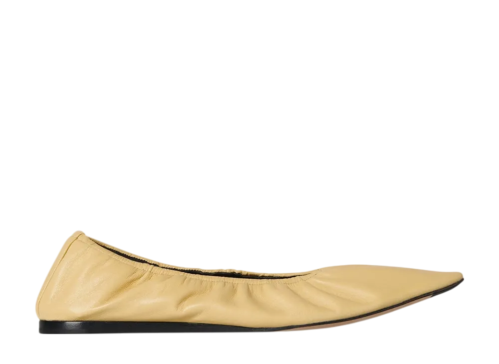 The Row Women's Liisa Flat Shoe in Leather "Light Mustard"