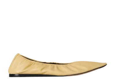 The Row Women's Liisa Flat Shoe in Leather "Light Mustard"