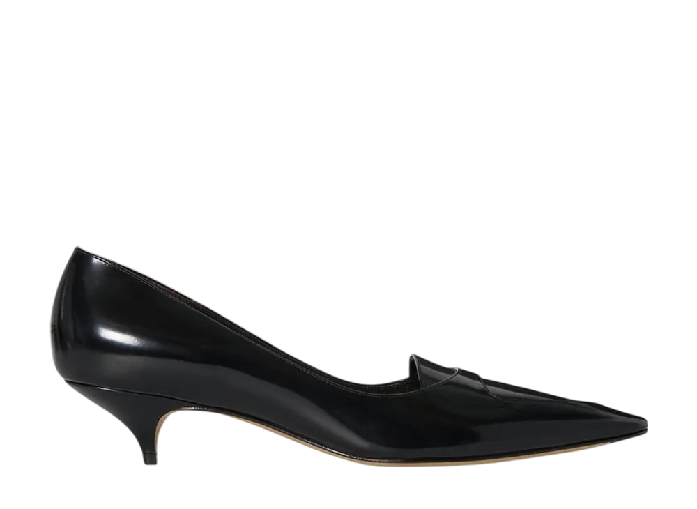 The Row Women's Viv Kitten Heel in Leather "Black"