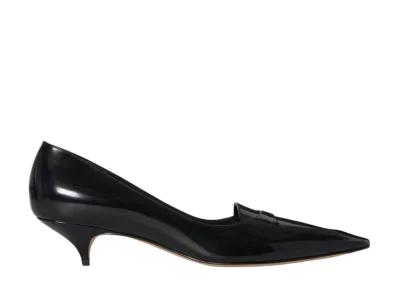 The Row Women's Viv Kitten Heel in Leather "Black"