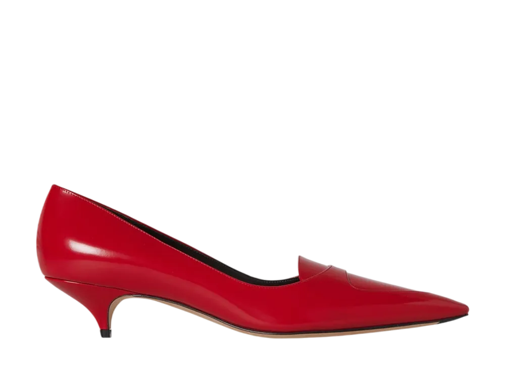 The Row Women's Viv Kitten Heel in Leather "Scarlet"