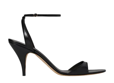 The Row Women's Vika Ankle Strap Heel in Leather "Black"