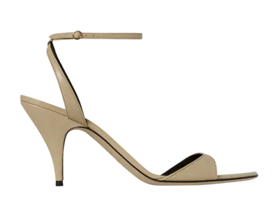 The Row Women's Vika Ankle Strap Heel in Leather "Iron Grey"