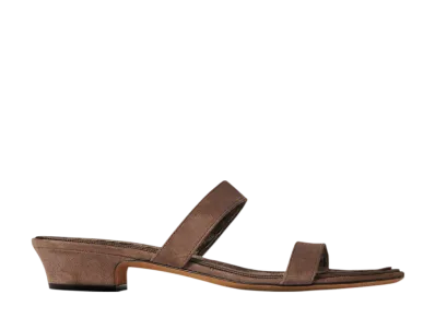 The Row Women's Awar Strap Sandal in Suede "Light Brown"