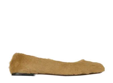 The Row Women's Square Ballet Flat in Pony "Nougat"