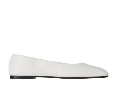 The Row Women's Square Ballet Flat in Leather "White"