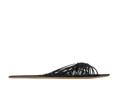 The Row Women's Sara Slide Sandal in Elastic and Leather "Black"