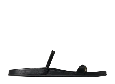 The Row Women's Hugh Thin Strap Slide in Leather "Black"