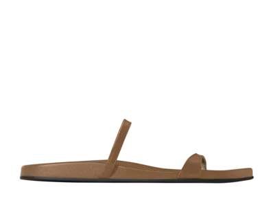 The Row Women's Hugh Thin Strap Slide in Leather "Mud"