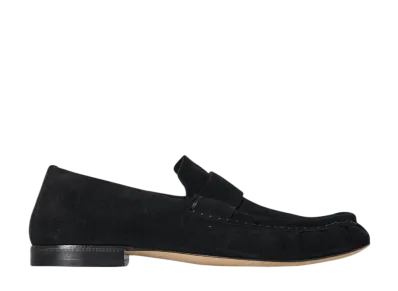 The Row Women's Soft Moccasin in Suede "Black"