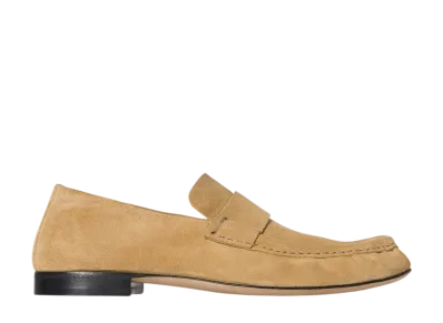 The Row Women's Soft Moccasin in Suede "Yellow Linen"