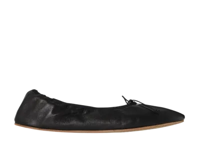 The Row Women's Round Ballet Flat in Leather "Black"