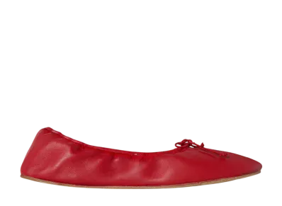 The Row Women's Round Ballet Flat in Leather "Lacquer Red"