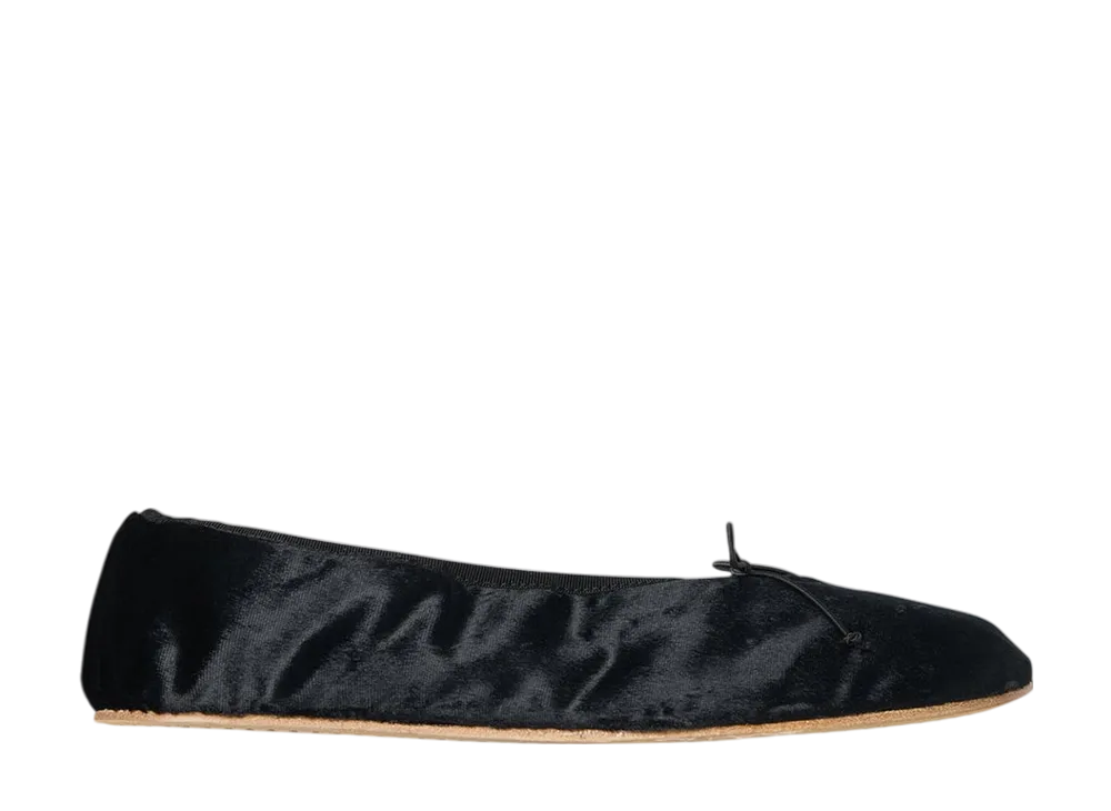 The Row Women's Round Ballet Flat in Velvet "Black"