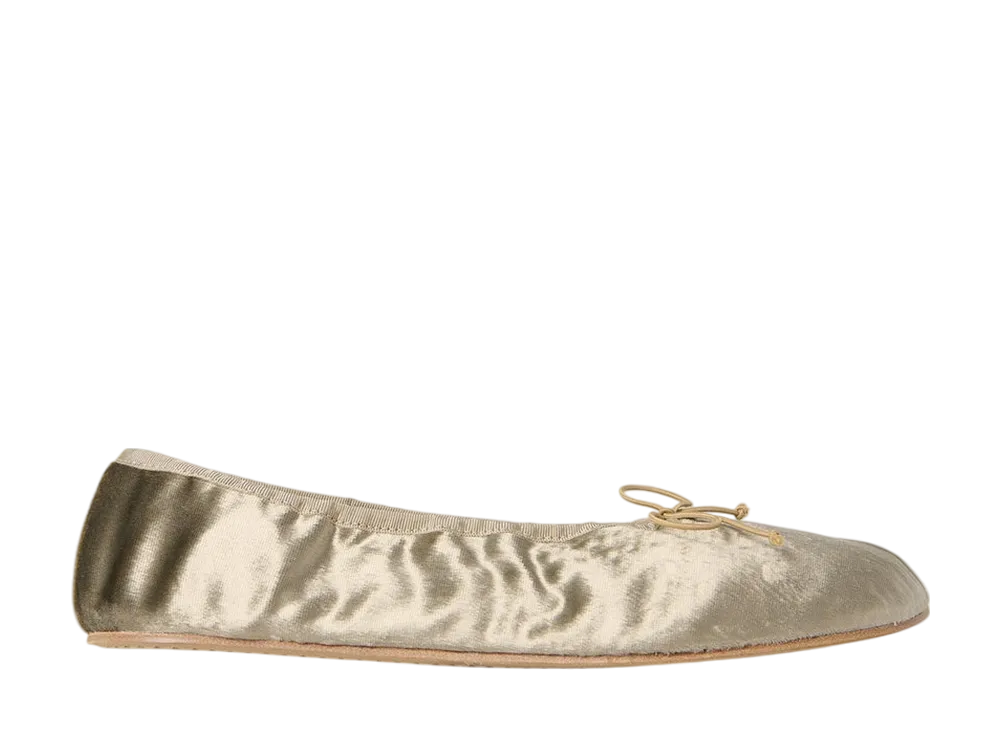 The Row Women's Round Ballet Flat in Velvet "Taupe"