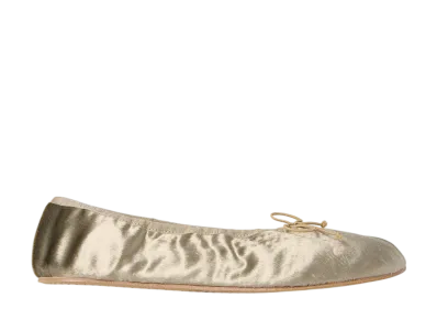 The Row Women's Round Ballet Flat in Velvet "Taupe"