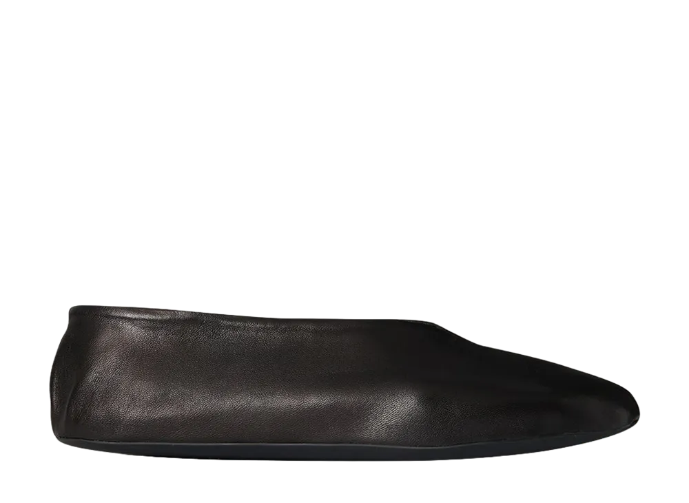 The Row Women's Stella Slippers in Leather & Shearling "Black"