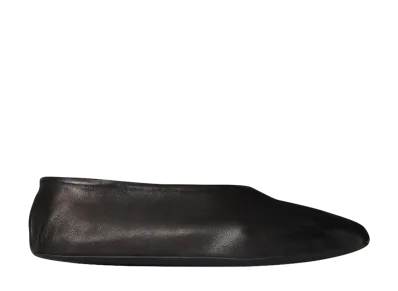 The Row Women's Stella Slippers in Leather & Shearling "Black"