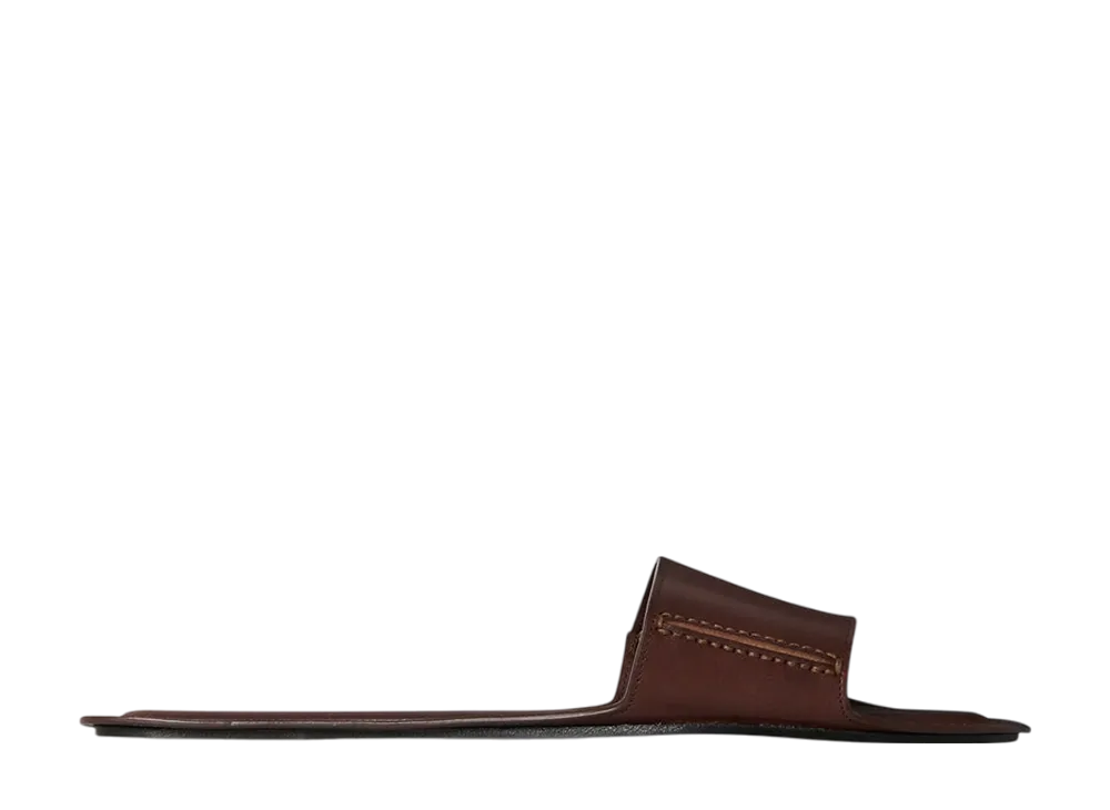 The Row Women's Sara Strap Slide in Leather "Chocolate"